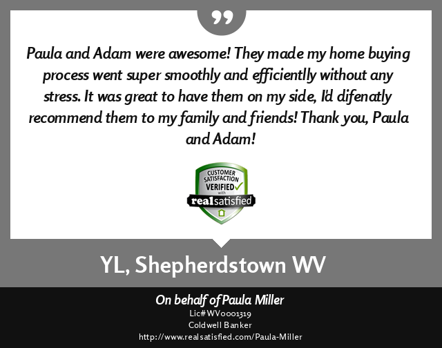 Adam Miller, REALTOR - Real Satisfied customer testimonial for a successful real estate transaction from Yuhsuan Liao, Shepherdstown, West Virginia 25443.  ''Paula and Adam were awesome.  They made my home buying process went super smoothly and efficientl